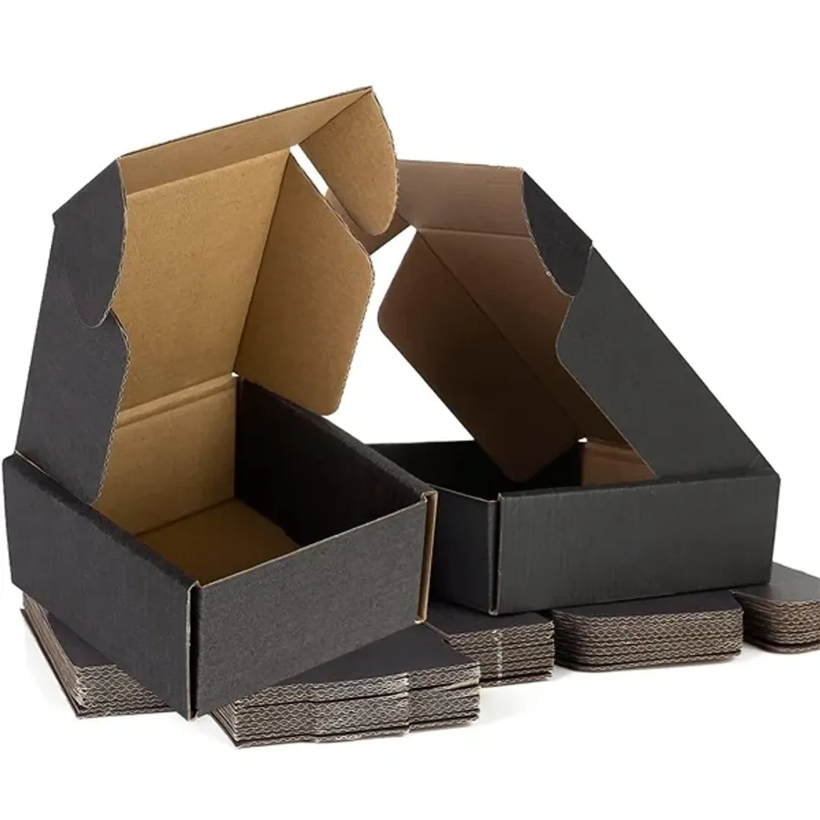 Black Shipping Boxes printed with a custom design